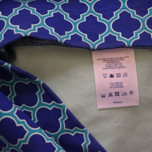 LAND'S END Royal Teal Blue Quatrefoil Ponte Stretch Sheath Dress  Size 10P - Picture 6 of 9